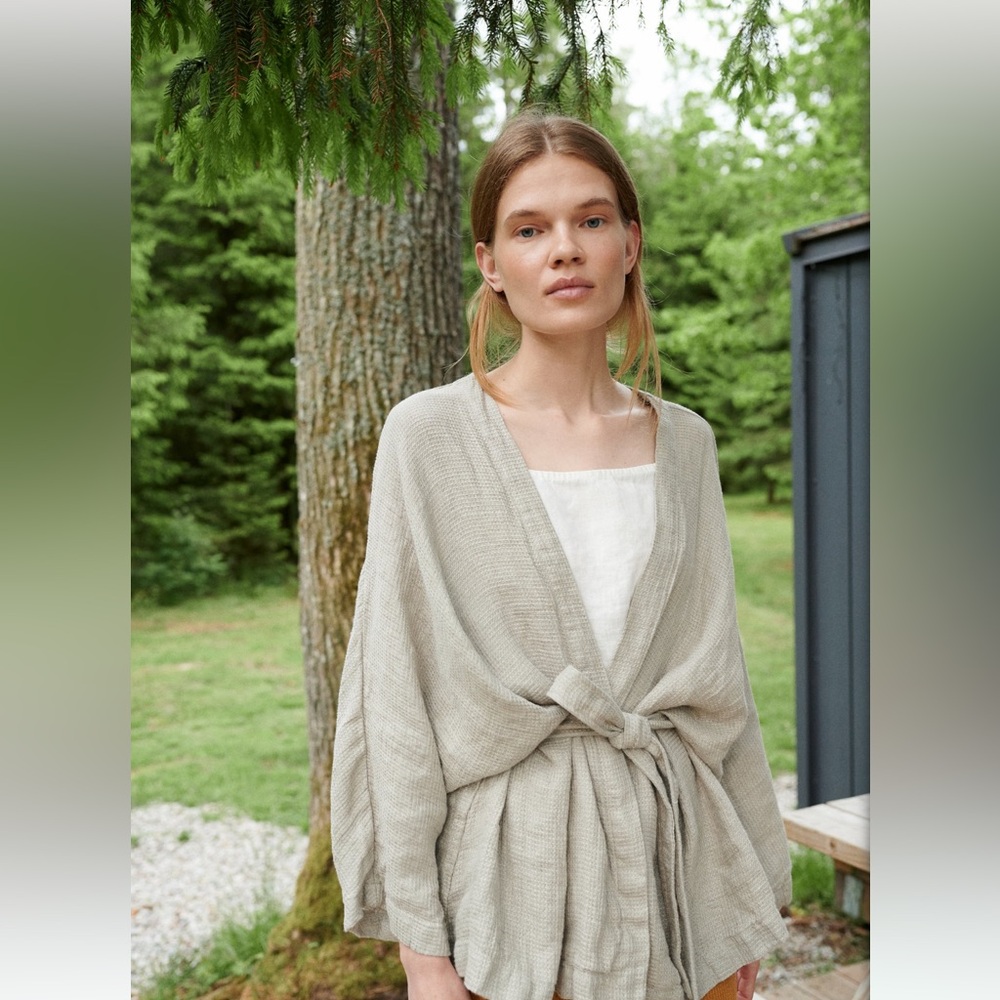 Linenfox Natural Waffle Linen Rene Jacket XS